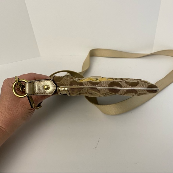 Coach Signature Crossbody with Yellow and Metallic Gold Leather Flower - Picture 16 of 17